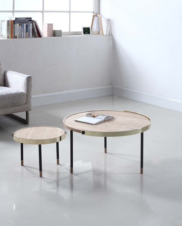 camino CARMEL 北歐銅環原木大咖啡桌 圓桌 邊桌 茶几 客廳必備