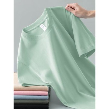 (免運)重磅純棉短袖t恤男夏季高端全棉圓領半袖上衣男士純色休閑體恤衫