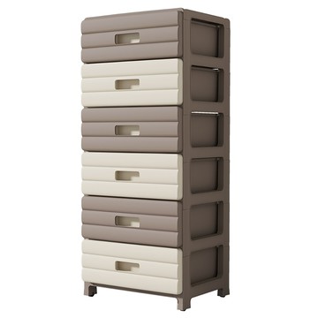 AOTTO 35面寬麵包附輪六層抽屜收納櫃(收納櫃 抽屜櫃 置物櫃)栗子色