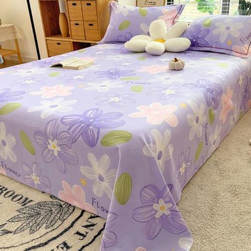 純棉磨毛床單單件秋冬加厚ins全棉宿舍單人花被單枕套2三件套炕單