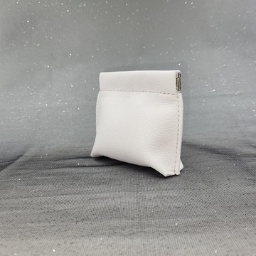彈片口金收納包 雪白荔枝紋真皮 真皮白色 零錢包 交換禮物首選