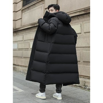 2024冬季新款黑色羽絨服男加長款加厚過膝連帽保暖極寒90白鵝絨服