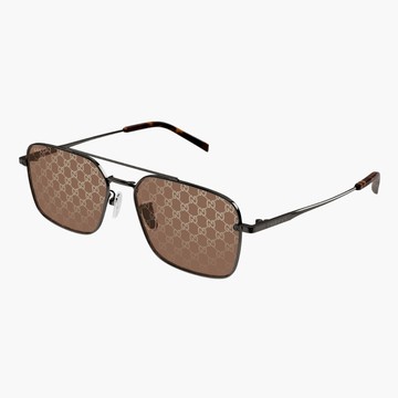 【GUCCI 古馳】方形金屬太陽眼鏡(GG1957SA-005)
