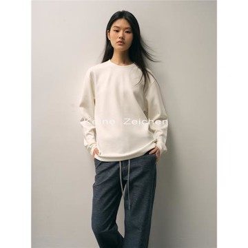 NO LOGO / 330g蘭精莫代爾美利奴羊毛混紡軟糯絲滑打底寬松長袖