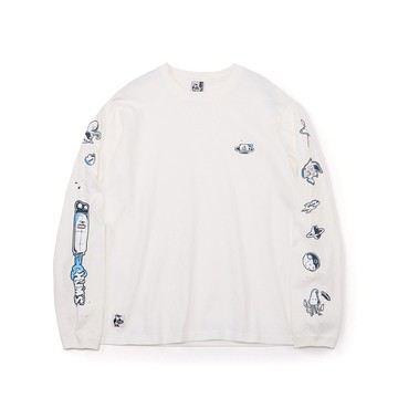 CHUMS 男 Space Adventure Brushed L/S T-Shirt長袖T恤 白色-CH012454W001