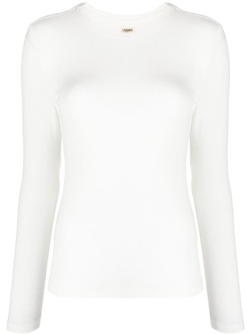 L'Agence - round-neck long-sleeved top - women - Micromodal/Spandex/Elastane - L - White