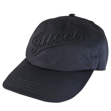 GUCCI 立體電繡英字LOGO棉質棒球帽(黑)
