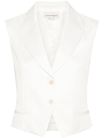 Alexander McQueen - twill-weave tailored waistcoat - women - Cupro/Viscose - 42 - White