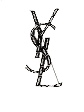 Saint Laurent - Opyum crocodile-effect monogram brooch - women - Brass - One Size - Metallic