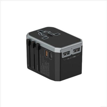 多功能插座 45W快充旅行轉換插頭 2Type-C+2USB 多口充電 歐英美澳標通用 200 + 國家適用 雙 8A 保險管