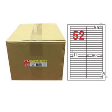 【龍德】LONGDER 三用電腦標籤 A4 52格 11*90mm白色1000張/箱 LD-8105-W-B(適用雷射、噴墨、影印)