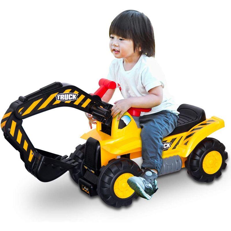 RiZKiZ ショベルカー おもちゃ のりもの 砂場 ごっこ 遊び クレーン ハンドル操作 乗用玩具 足蹴り 軽量