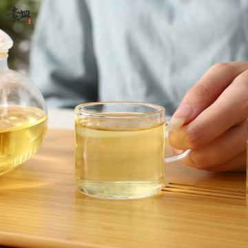 玻璃小茶杯耐熱加厚小茶杯家用功夫茶具套裝透明帶把待客小茶杯