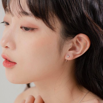 白水晶925純銀爪鑲設計耳勾耳環