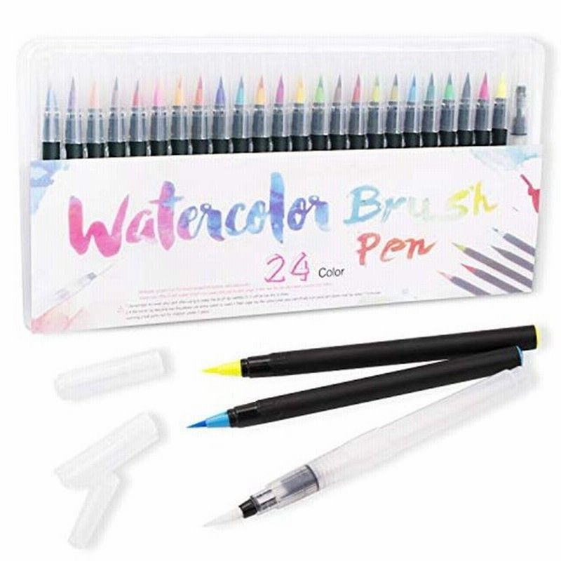 Qshare 水彩毛筆 カラー筆ペン 24色セット 水彩ペン 水性ペン１本 イラスト 絵描き 手帳 塗り絵 水彩画 スケッチ 美術用 事務用 通販 Lineポイント最大0 5 Get Lineショッピング