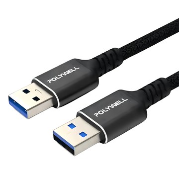 POLYWELL 寶利威爾 USB3.2 Type-A 公對公高速傳輸線 Gen1 5Gbps  2m  黑色  1條