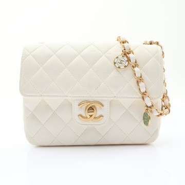 CHANEL 香奈兒 Casino Royale Mini 翻蓋包 肩背包 白色 菱格紋 羊皮 AS3737 【二手名牌BRAND OFF】