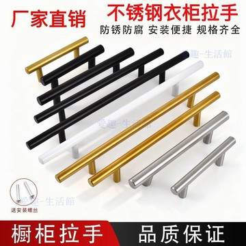 💖臺灣-熱賣💖美式圓形不鏽鋼拉手櫥櫃門拉絲銀色黑色拉手現代簡約抽屜金色把手06m5