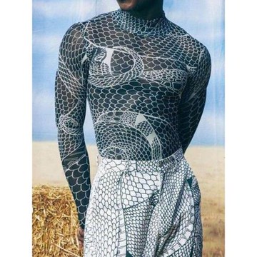 2023歐美外貿內搭長袖打底衫嘻哈印花緊身街頭t恤男Men T-Shirt