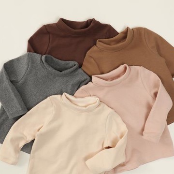 呔妮家~嬰兒衣服半高領長袖打底衫寶寶秋冬棉上衣男女小童保暖T恤