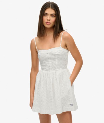 Superdry Women's Broderie Cami Mini Dress White Size: 10