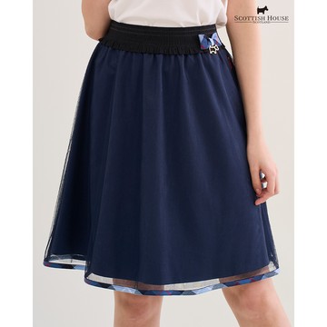 【SCOTTISH HOUSE】丈青色格紋滾邊網紗短裙 CIVA2170
