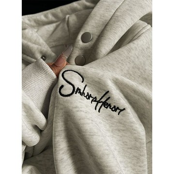 已售9642件💖REOY 帽t女 白灰色連帽衛衣 字母刺繡印花  潮流 刷毛 秋冬 連帽衛衣 寬鬆 oversize