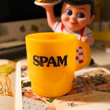 Fire King 平替 復古美式廣告 牛奶杯 馬克杯- SPAM  午餐肉 黃色