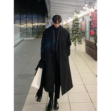 春秋季加厚毛呢大衣男風衣中長款過膝韓版非雙面羊絨呢子外套潮流