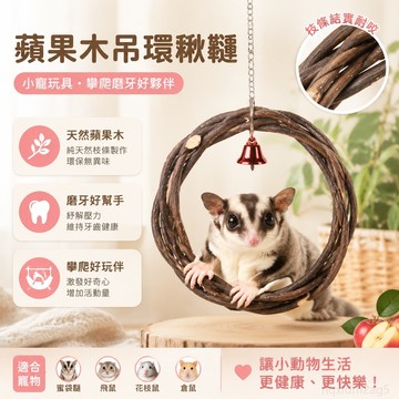 蜜袋鼯玩具蘋果木吊環鞦韆小寵攀爬磨牙飛鼠花枝倉鼠密袋鼬用品 玩具 寵物玩具 倉鼠玩具 toy 倉鼠磨牙玩具 倉鼠磨牙
