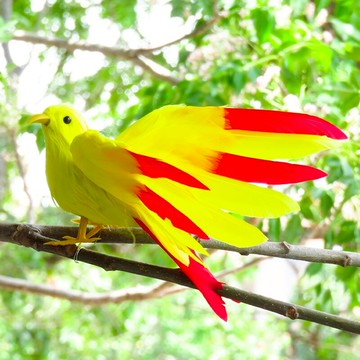 新品仿真羽毛小鳥麻雀蜂鳥展翅彩色小鳥客廳創意擺件花園鳥巢裝飾