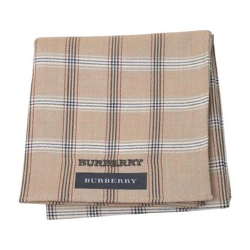 BURBERRY 正格紋字母LOGO刺繡圖騰帕領巾(卡其色系/48CM)