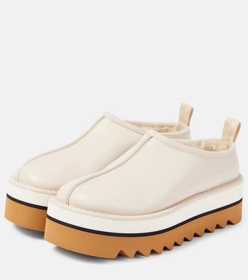Stella McCartney Sneak-Elyse faux fur-lined faux leather mules
