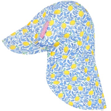 英國 JoJo Maman BeBe - 嬰幼兒/兒童泳裝戲水UPF50+防曬護頸遮陽帽-夏日檸檬