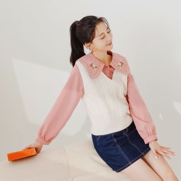 OB嚴選-花朵刺繡水手領拋袖襯衫《AB19046-》