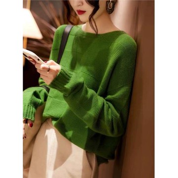 正品哥家新款2025秋季立體方塊無縫外穿羊毛軟糯寬松套頭針織衫