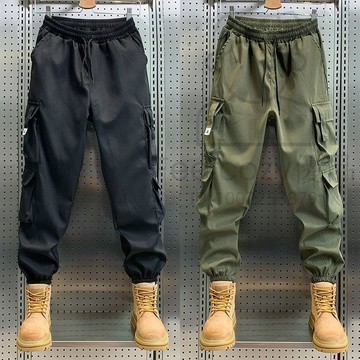 2026美式多口袋工裝褲 男士夏季新款 軍綠束腳耐磨 工作褲 休閒長褲 男褲 寬鬆百搭 通勤戶外