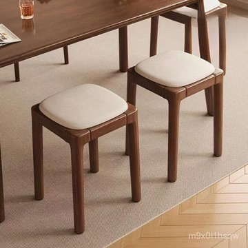 免運 實木軟包凳子家用可疊放闆凳客廳整裝矮凳簡約小方凳餐桌椅梳妝凳 椅凳 餐椅 凳子 休閒椅 方形凳 矮凳 客廳椅