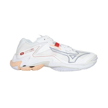 mizuno wave lightning z8 女排球鞋-美津濃 訓練 白銀紅淺橘