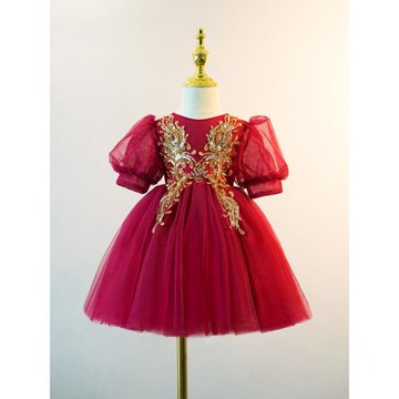 兒童禮服公主裙生日周歲禮服花童婚禮小女孩洋氣主持人演出服裙子