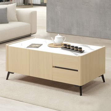 【Homelike】喜家居4尺仿石紋茶几(附收納椅x2)(2501)