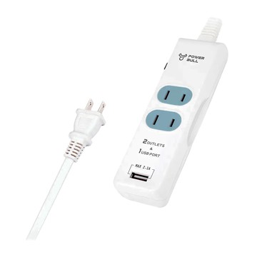 POWER BULL 動力公牛 多功能1USB 2插延長線 USB 2.1A  1.8m  白色  1個