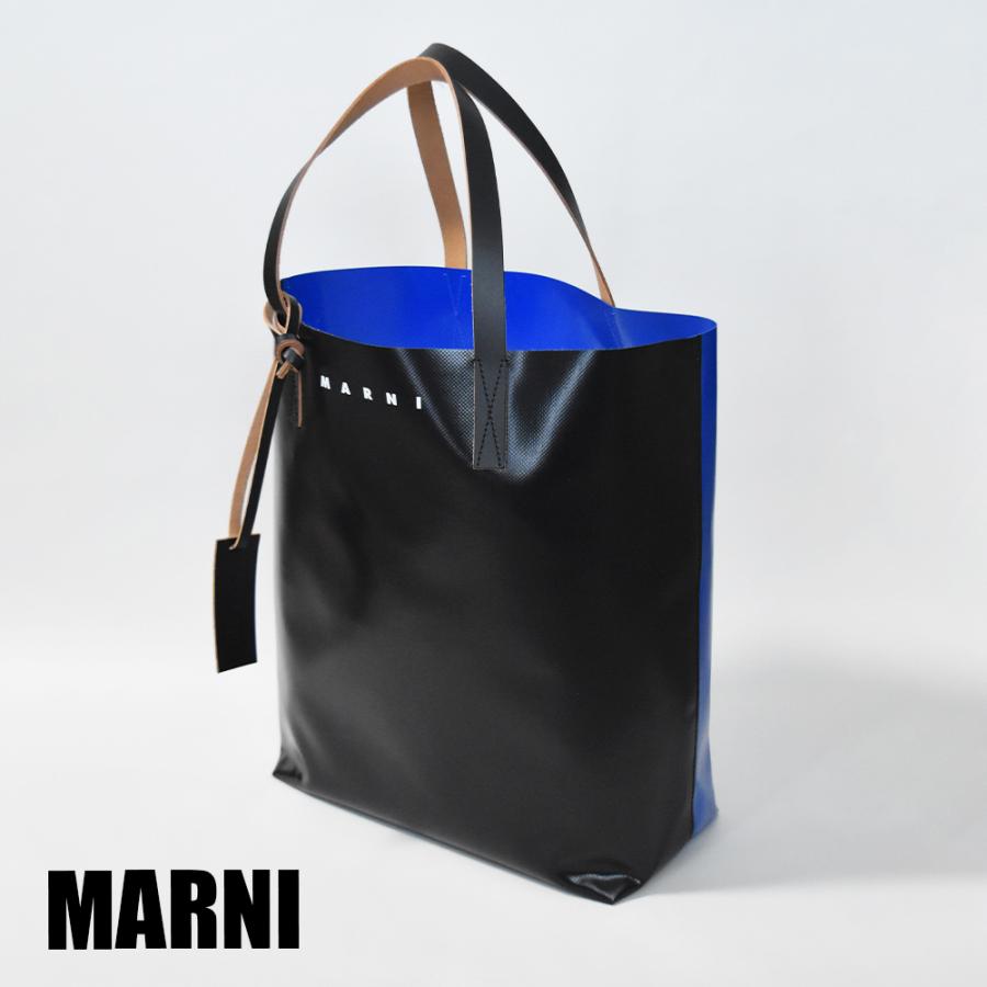 MARNI トートバッグ 黒/青 マルニ トートバッグ レディース バッグ ブランド 大きめ 縦長