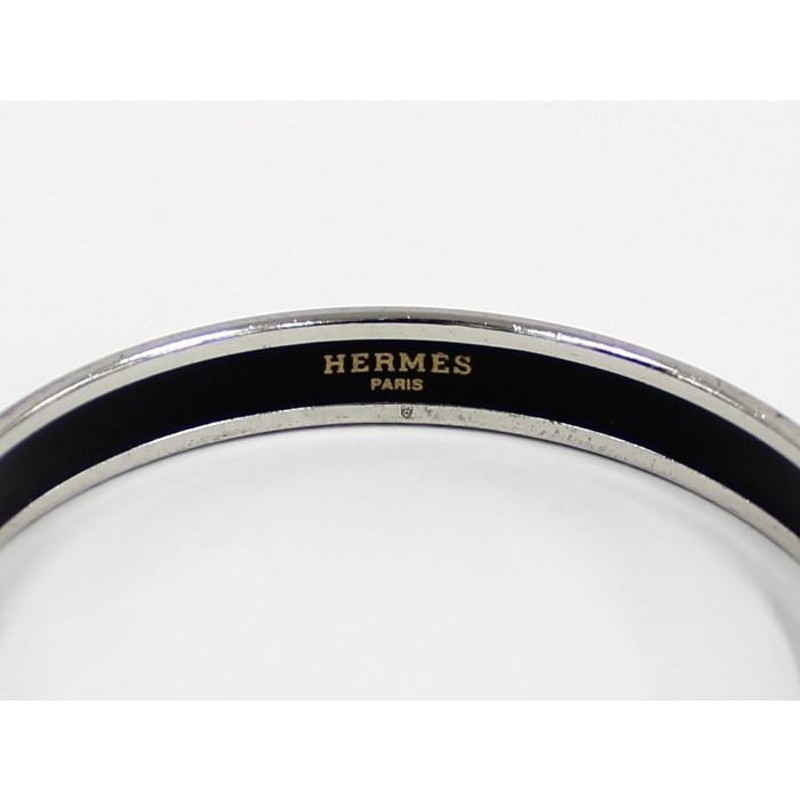 HERMES エマイユ PM カレーシュバングル アクセサリー メッキ ブラック