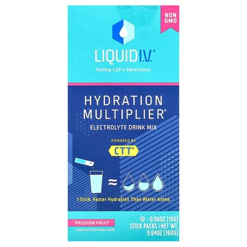Liquid I.V., Hydration Multiplier，電解質混合飲品，西番蓮味，10 個獨立包裝，每包 0.56 盎司（16 克）
