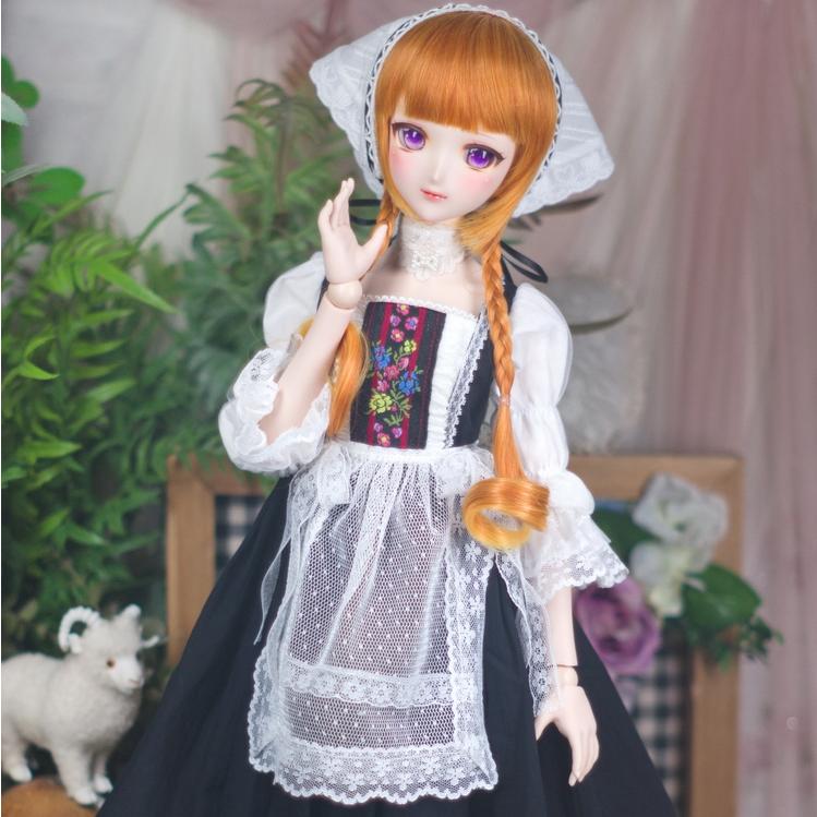 6BJD,幼SD,YOSD 牧場少女 セット服 黒 スーパードルフィー 人形洋服 