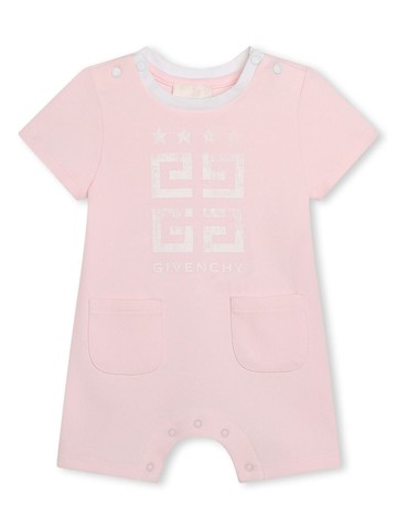 Givenchy Kids - logo-print cotton romper - kids - Cotton - 6 - Pink