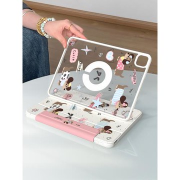 適用ipadair6保護套2025款pro11殼720°旋轉5磁吸拆分10亞克力9代全包13寸mini7透明蘋果輕薄22防彎12.9可愛4