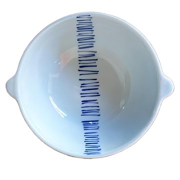 有田燒 雙耳合色湯碗  藍染  1個