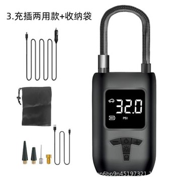 跨境便攜式迷你自行電動輪胎打氣筒氣泵車載充電兩用車載充氣泵